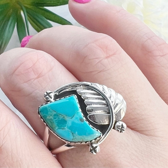 Southwest Jewelry - Sterling Silver 925 Turquoise Ring Size 9 Native Southwest Style New